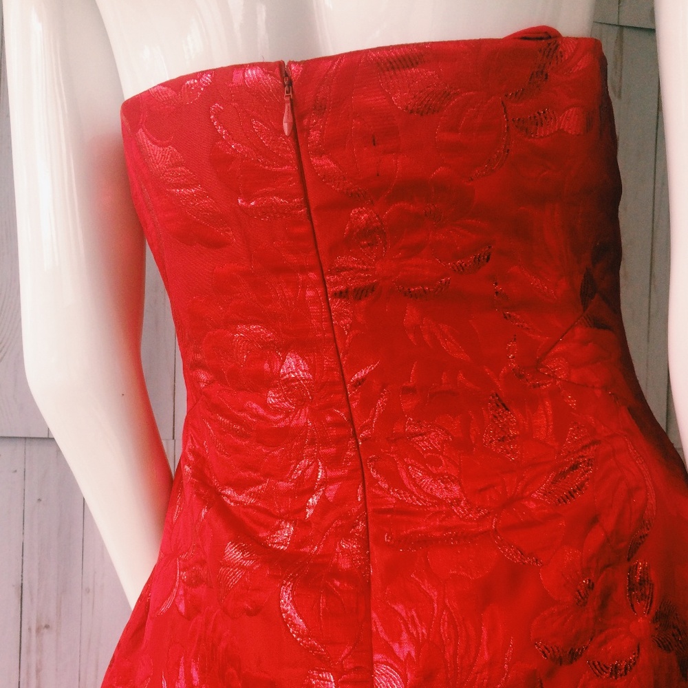Arnold Scaasi Vintage Red Floral Lamé Brocade - Picture 4 of 8